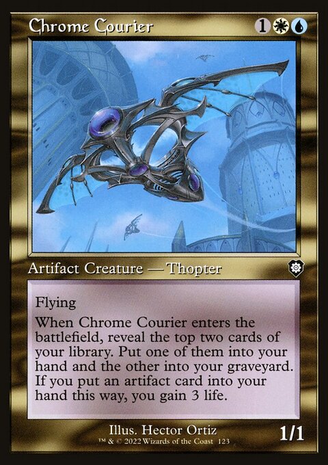 Chrome Courier, The Brothers' War Commander #123, Magic: The Gathering card