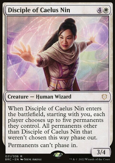 Disciple of Caelus Nin, The Brothers' War Commander #21, Magic: The Gathering card