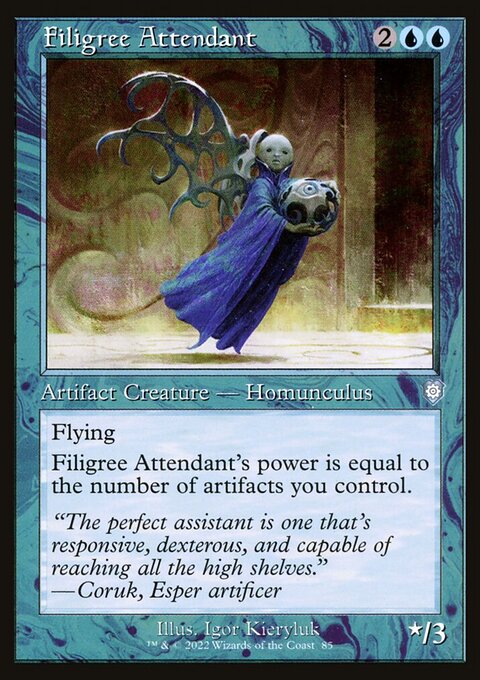 Filigree Attendant, The Brothers' War Commander #85, Magic: The Gathering card