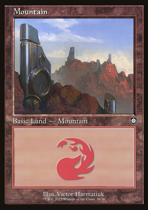 Mountain, The Brothers' War Commander #36, Magic: The Gathering card