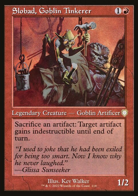 Slobad, Goblin Tinkerer, The Brothers' War Commander #118, Magic: The Gathering card