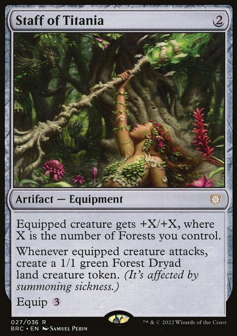 Staff of Titania, The Brothers' War Commander #27, Magic: The Gathering card