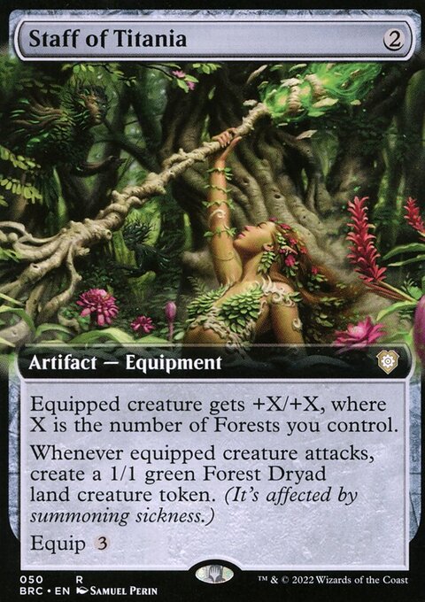 Staff of Titania, The Brothers' War Commander #50, Magic: The Gathering card