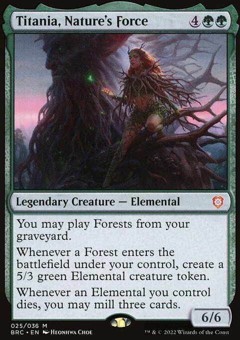 Titania, Nature's Force, The Brothers' War Commander #25, Magic: The Gathering card