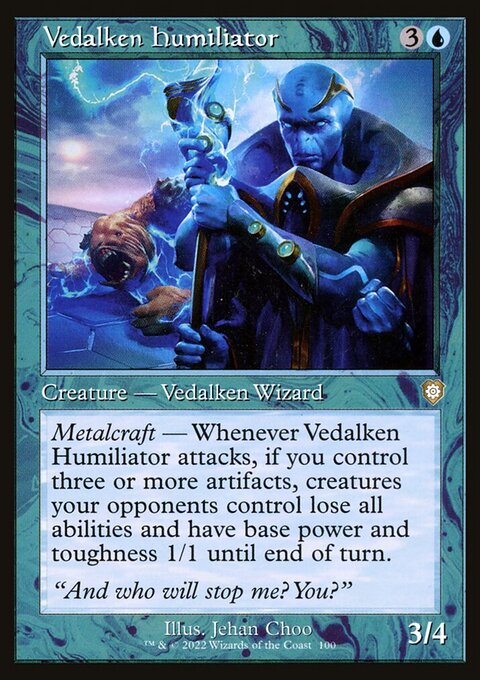 Vedalken Humiliator, The Brothers' War Commander #100, Magic: The Gathering card