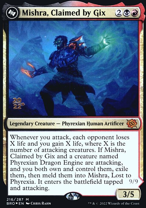 Mishra, Claimed by Gix // Mishra, Lost to Phyrexia, The Brothers' War Promos #216s, Magic: The Gathering card