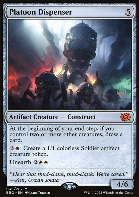 Platoon Dispenser, The Brothers' War Promos #36p, Magic: The Gathering card