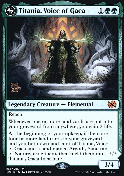 Titania, Voice of Gaea // Titania, Gaea Incarnate, The Brothers' War Promos #193s, Magic: The Gathering card