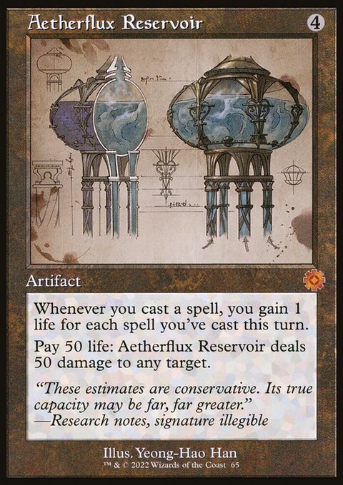 Aetherflux Reservoir, The Brothers' War Retro Artifacts #65, Magic: The Gathering card