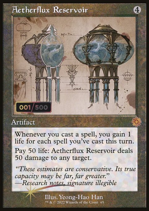 Aetherflux Reservoir, The Brothers' War Retro Artifacts #65z, Magic: The Gathering card