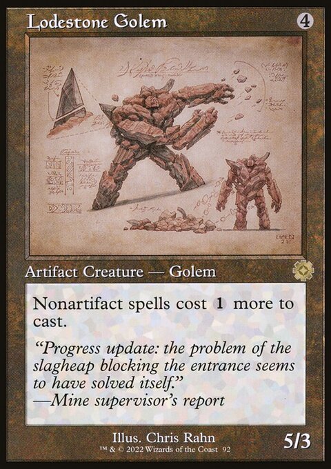 Lodestone Golem, The Brothers' War Retro Artifacts #92, Magic: The Gathering card