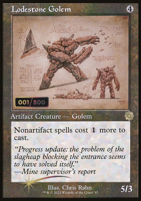 Lodestone Golem, The Brothers' War Retro Artifacts #92z, Magic: The Gathering card