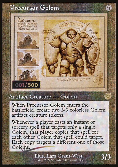 Precursor Golem, The Brothers' War Retro Artifacts #105z, Magic: The Gathering card