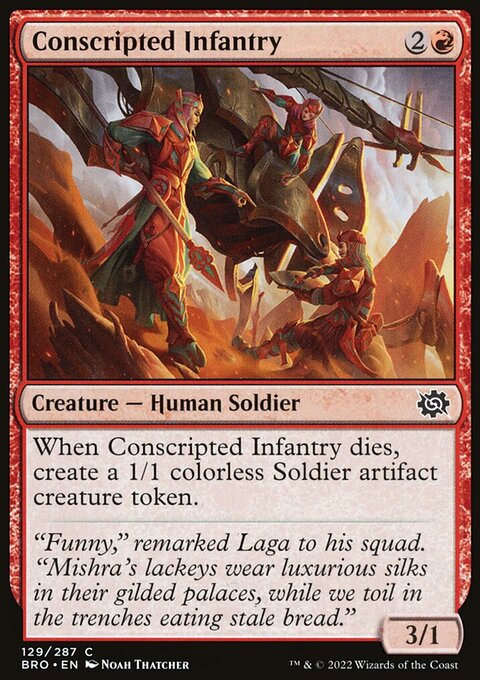 Conscripted Infantry, The Brothers' War #129, Magic: The Gathering card