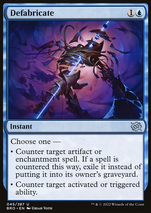 Defabricate, The Brothers' War #45, Magic: The Gathering card