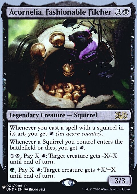 Acornelia, Fashionable Filcher, The List (Unfinity Foil Edition) #18, Magic: The Gathering card