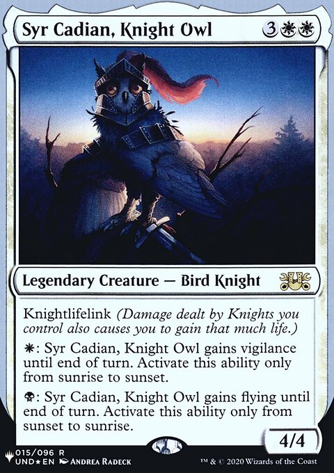 Syr Cadian, Knight Owl, The List (Unfinity Foil Edition) #9, Magic: The Gathering card