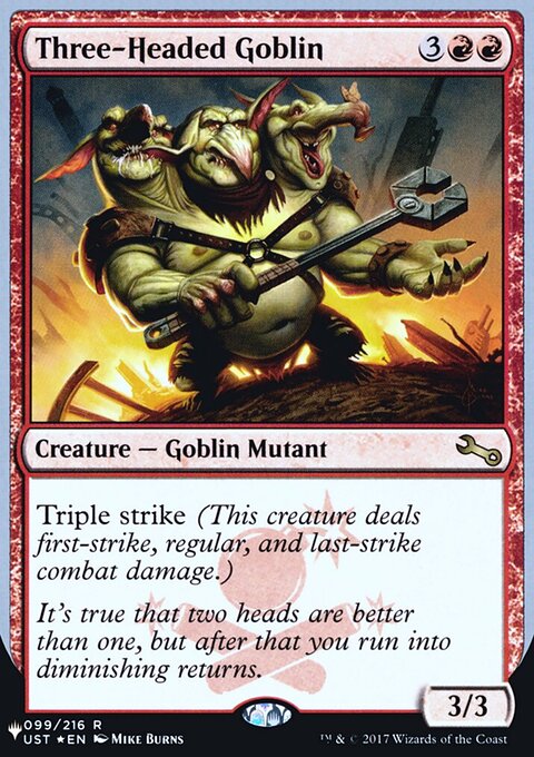 Three-Headed Goblin, The List (Unfinity Foil Edition) #31, Magic: The Gathering card