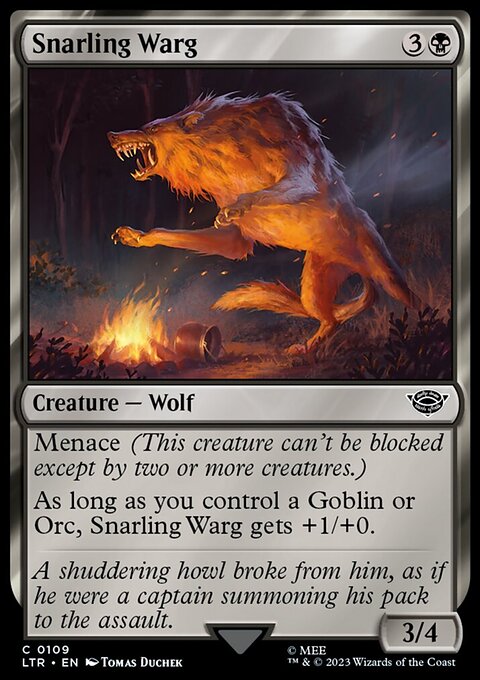 Snarling Warg, The Lord of the Rings: Tales of Middle-earth #109, Magic: The Gathering card