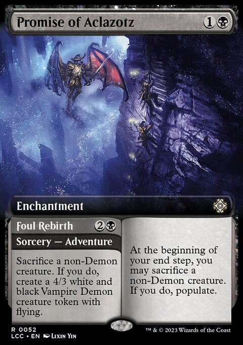 Promise of Aclazotz // Foul Rebirth, The Lost Caverns of Ixalan Commander #52, Magic: The Gathering card