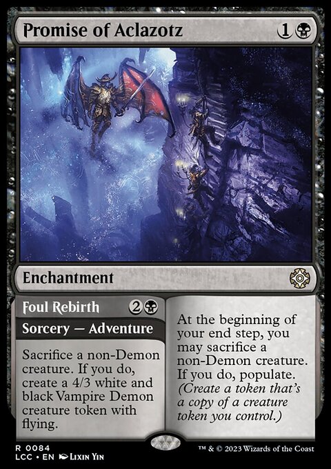Promise of Aclazotz // Foul Rebirth, The Lost Caverns of Ixalan Commander #84, Magic: The Gathering card