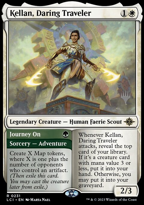 Kellan, Daring Traveler // Journey On, The Lost Caverns of Ixalan Promos #231p, Magic: The Gathering card