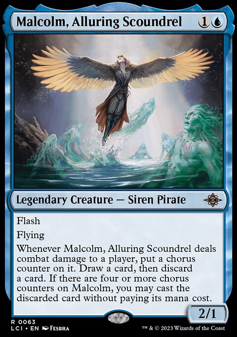 Malcolm, Alluring Scoundrel, The Lost Caverns of Ixalan #63, Magic: The Gathering card