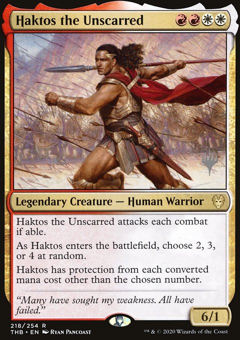 Haktos the Unscarred, Theros Beyond Death Promos #218p, Magic: The Gathering card