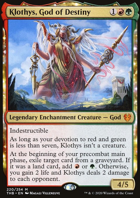 Klothys, God of Destiny, Theros Beyond Death Promos #220p, Magic: The Gathering card