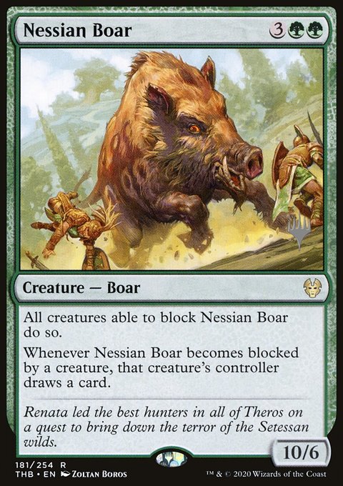 Nessian Boar, Theros Beyond Death Promos #181p, Magic: The Gathering card