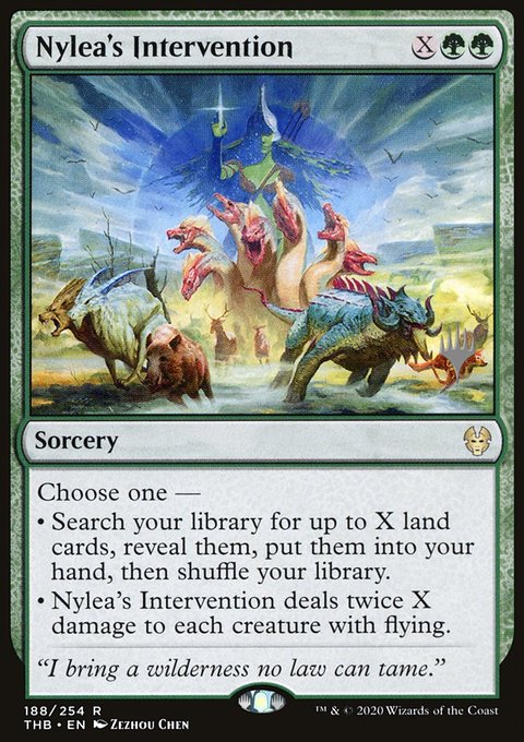 Nylea's Intervention, Theros Beyond Death Promos #188p, Magic: The Gathering card