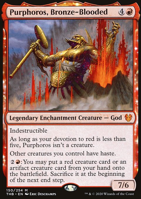 Purphoros, Bronze-Blooded, Theros Beyond Death #150, Magic: The Gathering card