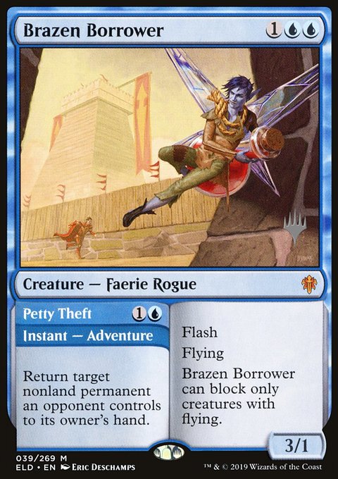 Brazen Borrower // Petty Theft, Throne of Eldraine Promos #39p, Magic: The Gathering card