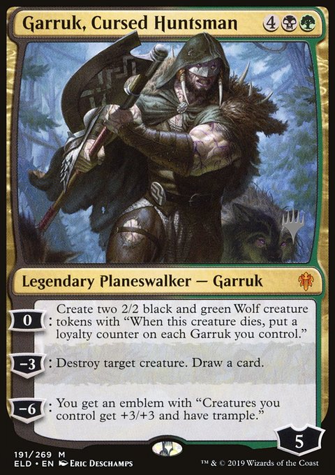 Garruk, Cursed Huntsman, Throne of Eldraine Promos #191p, Magic: The Gathering card