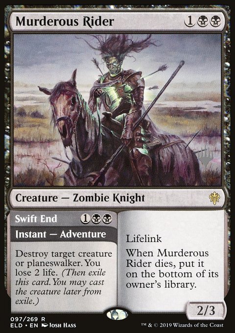 Murderous Rider // Swift End, Throne of Eldraine Promos #97p, Magic: The Gathering card