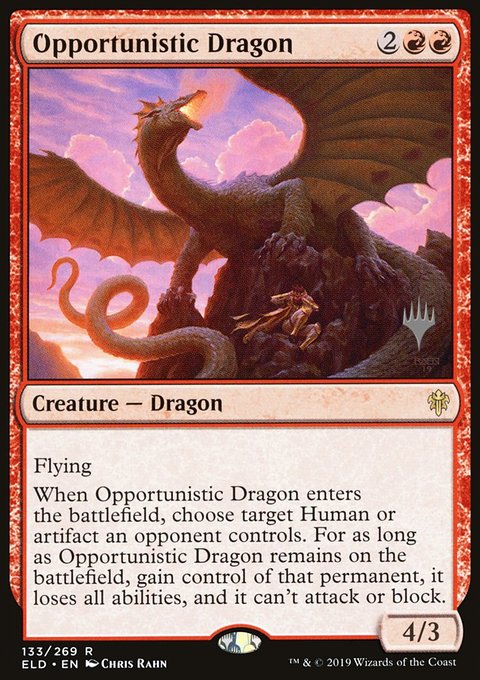 Opportunistic Dragon, Throne of Eldraine Promos #133p, Magic: The Gathering card