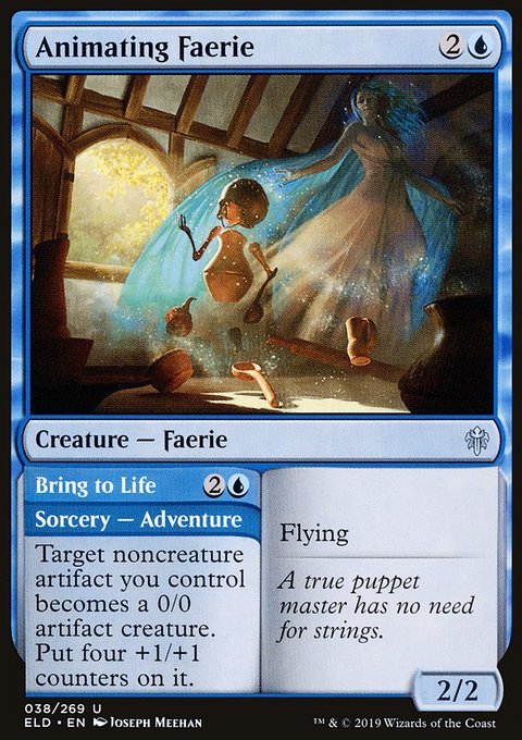 Animating Faerie // Bring to Life, Throne of Eldraine #38, Magic: The Gathering card
