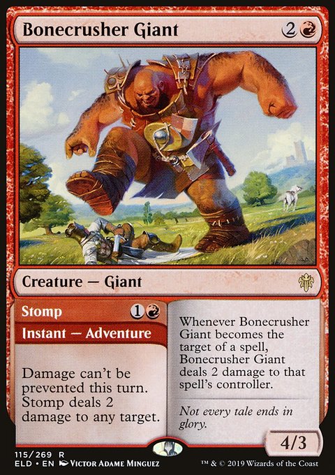 Bonecrusher Giant // Stomp, Throne of Eldraine #115, Magic: The Gathering card