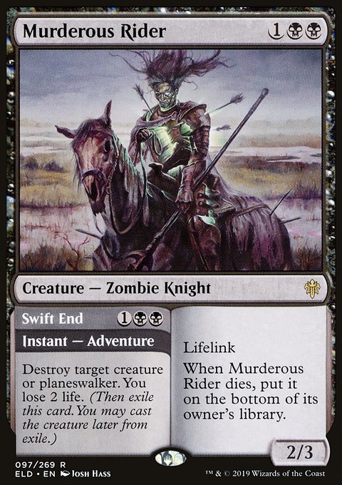 Murderous Rider // Swift End, Throne of Eldraine #97, Magic: The Gathering card