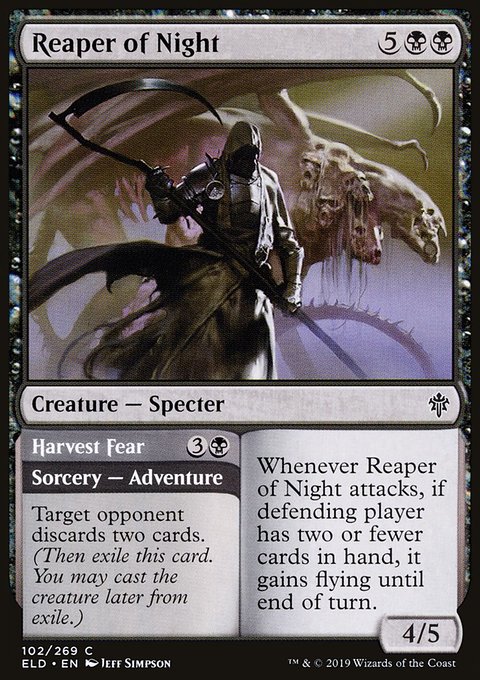 Reaper of Night // Harvest Fear, Throne of Eldraine #102, Magic: The Gathering card