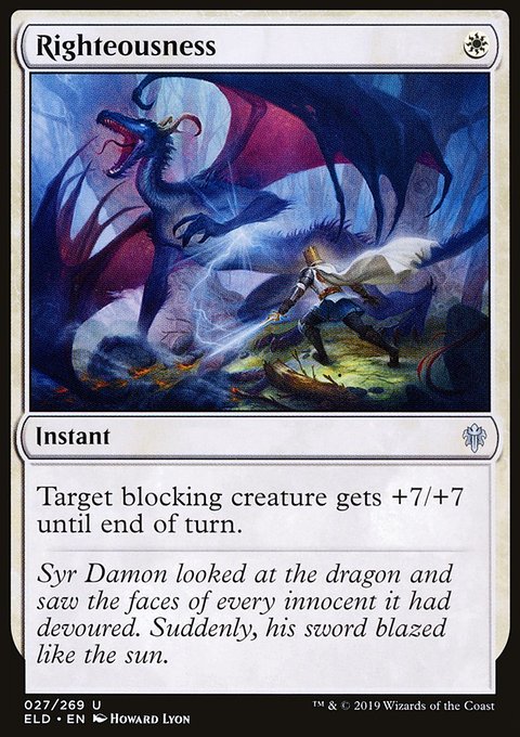 Righteousness, Throne of Eldraine #27, Magic: The Gathering card