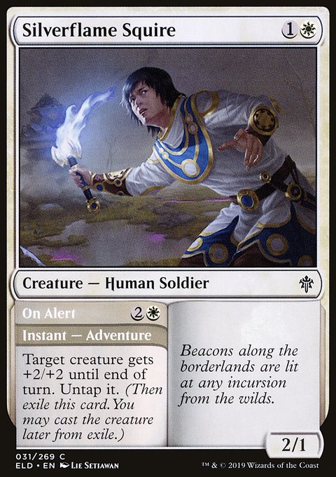 Silverflame Squire // On Alert, Throne of Eldraine #31, Magic: The Gathering card
