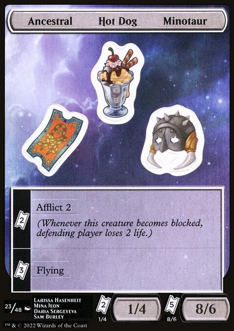 Ancestral Hot Dog Minotaur, Unfinity Sticker Sheets #23, Magic: The Gathering card