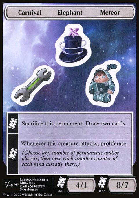 Carnival Elephant Meteor, Unfinity Sticker Sheets #7, Magic: The Gathering card