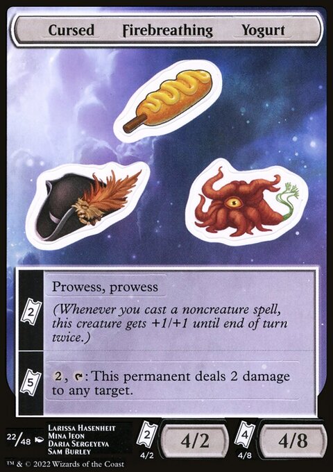 Cursed Firebreathing Yogurt, Unfinity Sticker Sheets #22, Magic: The Gathering card