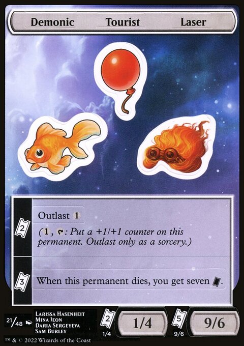Demonic Tourist Laser, Unfinity Sticker Sheets #21, Magic: The Gathering card