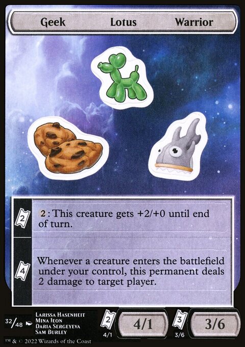 Geek Lotus Warrior, Unfinity Sticker Sheets #32, Magic: The Gathering card