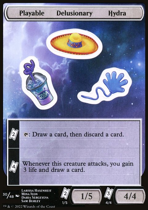 Playable Delusionary Hydra, Unfinity Sticker Sheets #30, Magic: The Gathering card