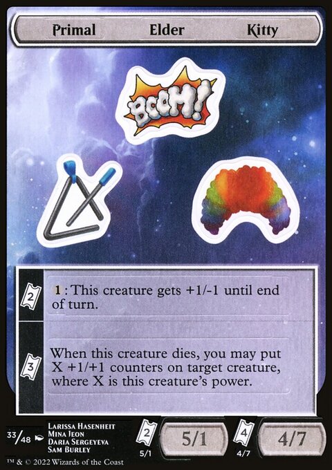 Primal Elder Kitty, Unfinity Sticker Sheets #33, Magic: The Gathering card