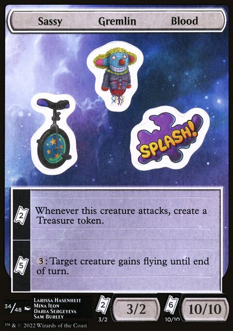 Sassy Gremlin Blood, Unfinity Sticker Sheets #34, Magic: The Gathering card